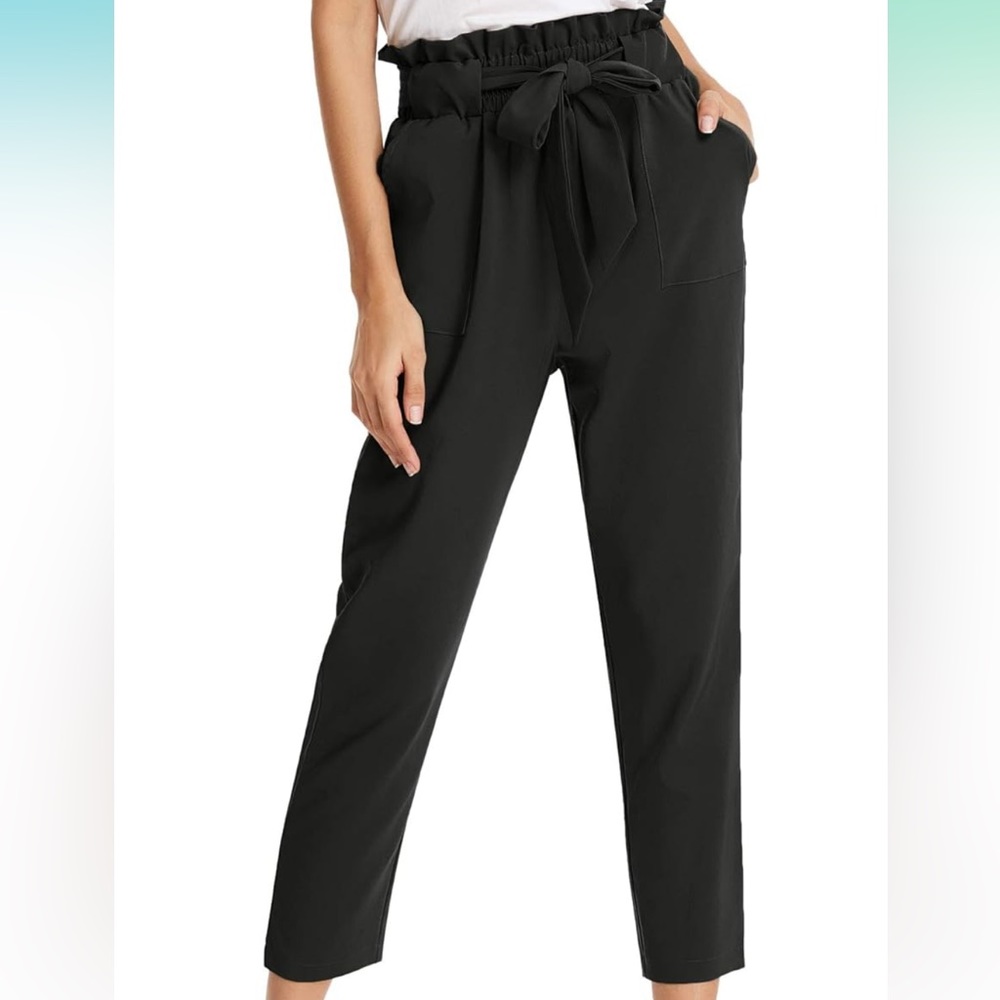 KANCY KOLE Women Paper Bag Pants High Waist, cropped w/ pockets, NWT